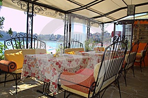 Cozy seaside restaurant panorama,Sozopol