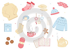 Cozy set of winter elements