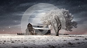 cozy snowy barn