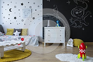 Cozy space-themed room