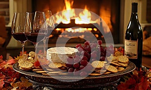 Cozy Fireplace Wine & Cheese