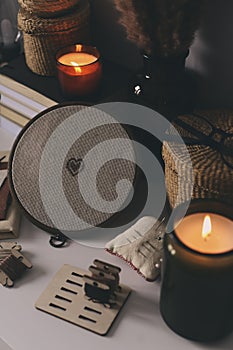 cozy winter or autumn evenings at home with cross stich.