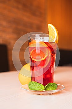 Cozy winter tea in restaurant