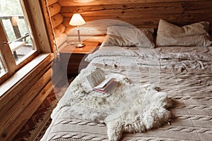 Cozy winter weekend in log cabin