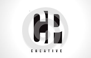 CP C P White Letter Logo Design with Black Square.