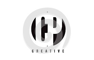 CP C P White Letter Logo Design with Circle Background.