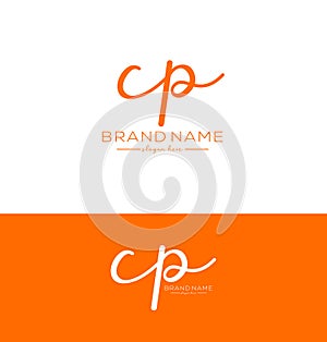 cp Letter Handwriting Signature Logo cp icon cp latter logo Design