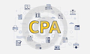 cpa certified public accountant concept with icon set with big word or text on center