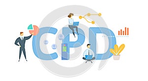 CPD, Continuing Professional Development. Concept with keyword, people and icons. Flat vector illustration. Isolated on photo