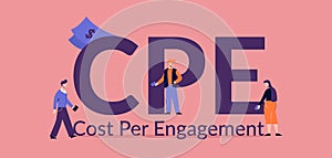 CPE cost per engagement illustration. Marketing advertising promotion business optimization.