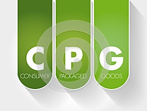 CPG - Consumer Packaged Goods acronym concept