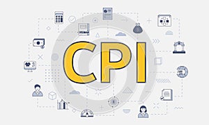 Cpi consumer price index concept with icon set with big word or text on center