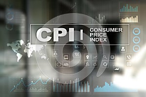 CPI. Consumer price index concept on virtual screen
