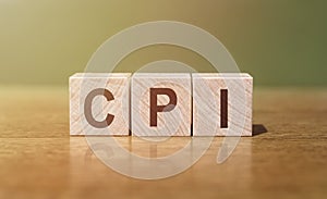 CPI - Consumer Price Index symbol. Concept word CPI on wooden cubes. Business and CPI concept. Copy space