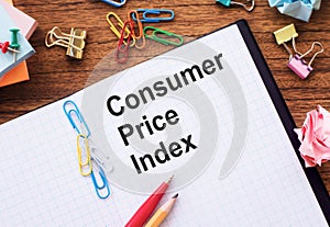 CPI - Consumer Price Index text on a notepad on office table