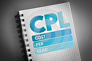 CPL - Cost Per Lead acronym