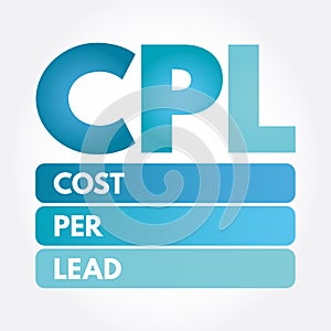 CPL - Cost Per Lead acronym photo