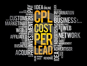 CPL - Cost Per Lead word cloud, business concept background
