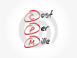 CPM - Cost Per Mile acronym, concept background