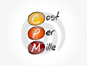 CPM - Cost Per Mile acronym, concept background