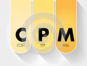 CPM - Cost Per Mile acronym, concept background