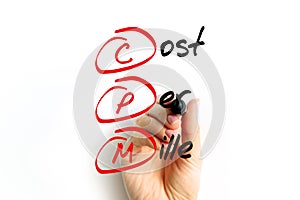 CPM - Cost Per Mile acronym, concept background