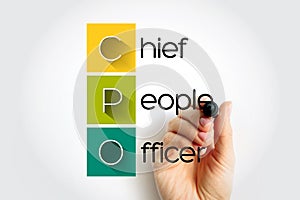 CPO Chief People Officer - corporate officer who oversees all aspects of human resource management and industrial relations photo