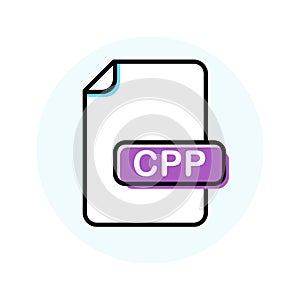 CPP file format, extension color line icon photo