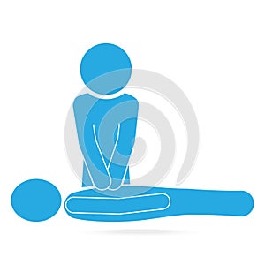 CPR, Cardiopulmonary resuscitation blue icon.