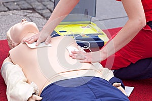 CPR course using automated external defibrillator device - AED