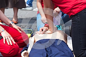 CPR. First aid training. photo