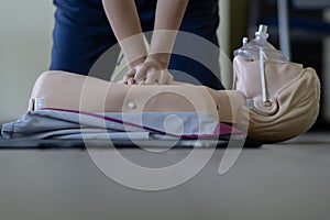 CPR. First aid training concept