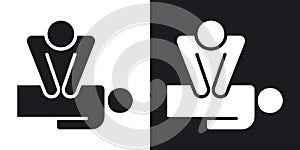 CPR thin line vector icon set