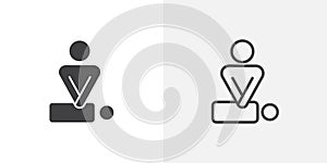 CPR thin line vector icon set