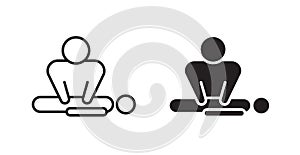 CPR thin line vector icon set