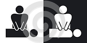 CPR thin line vector icon set