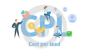 CPS, Cost Per Lead. Concept with keywords, letters, and icons. Flat vector illustration. Isolated on white background. photo
