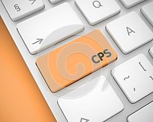 CPS - Inscription on the Orange Keyboard Button. 3D. photo