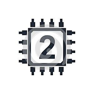 CPU 2 core icon processor micro chip simbol