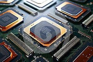 CPU assembly Array of central processor units on isolated backdrop