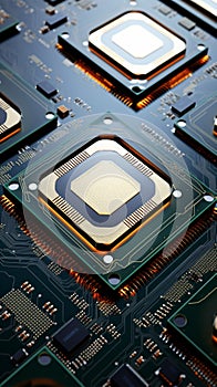 CPU assembly Array of central processor units on isolated backdrop