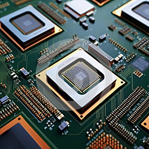 CPU assembly Array of central processor units on isolated backdrop