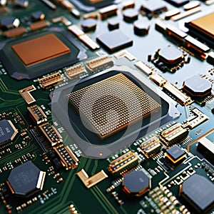 CPU assembly Array of central processor units on isolated backdrop