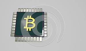 CPU bitcoin concept, 3d rendr