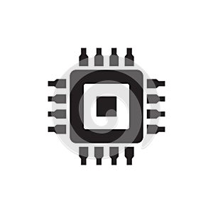 CPU - black icon on white background vector illustration for website, mobile application, presentation, infographic. Computer chip