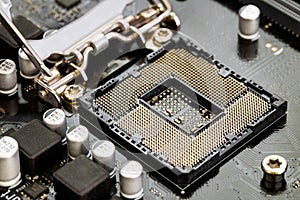 CPU (Central Computer Processor) socket closeup view