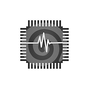 CPU central processing unit check, Computer chip or microchip icon. vector illustration isolated on white background