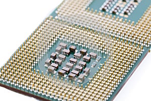 CPU Central Processing Unit or Microchip Computer isolated on white background