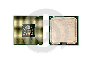 CPU (Central processing unit) processor chip isolated on white background