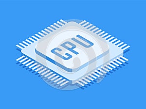 CPU chip, Computer processor icon. Isometric template for web design in flat 3D style. Vector illustration